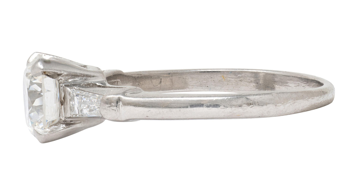 Mid-Century 1.50 CTW Transitional Cut Diamond Platinum Vintage Engagement Ring