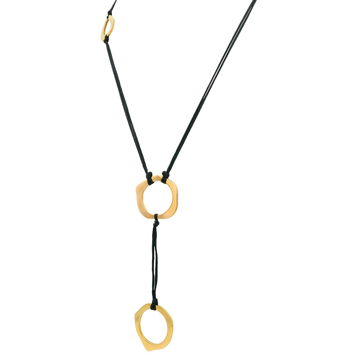 Zolatas 2000's 18 Karat Yellow Gold Contemporary Cord Station Lariat Necklace