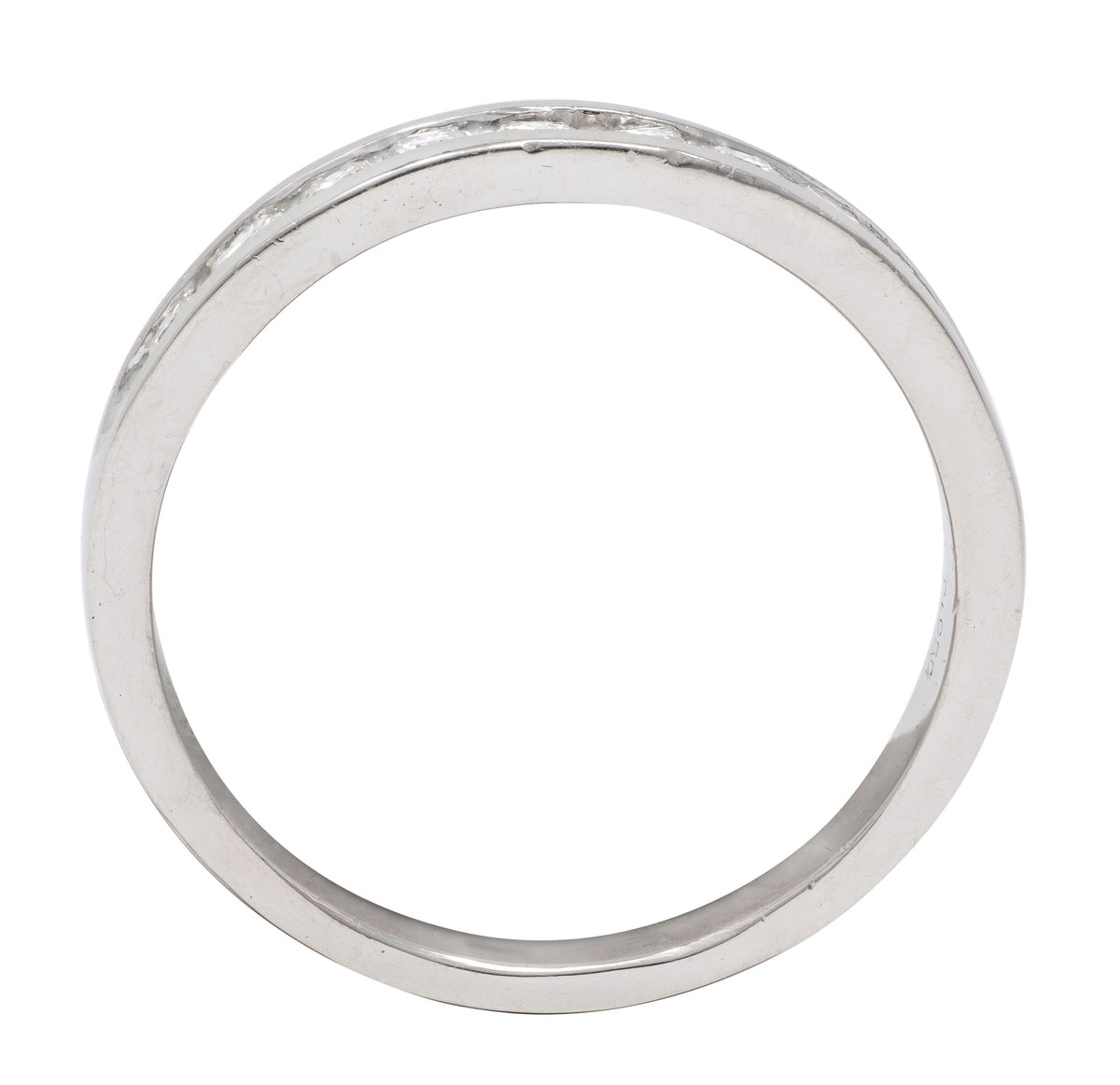 Contemporary Round Brilliant Cut Diamond Platinum Channel Band Ring
