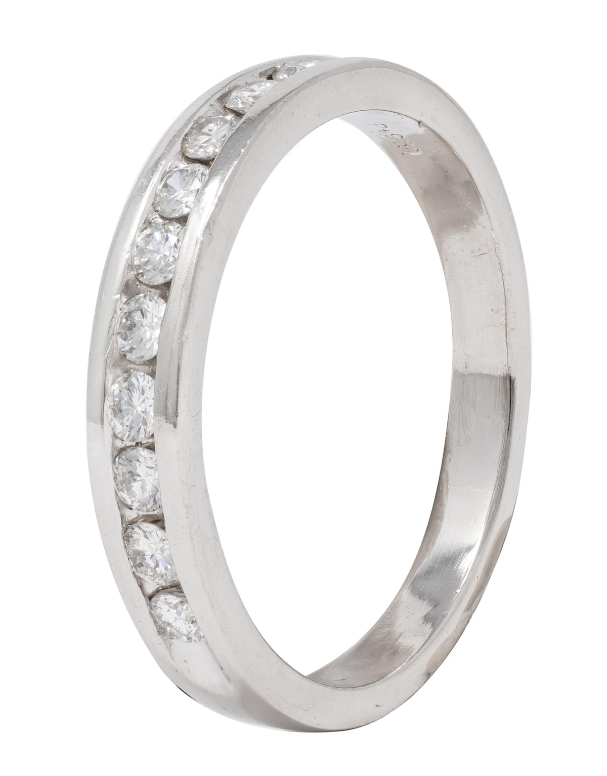 Contemporary Round Brilliant Cut Diamond Platinum Channel Band Ring
