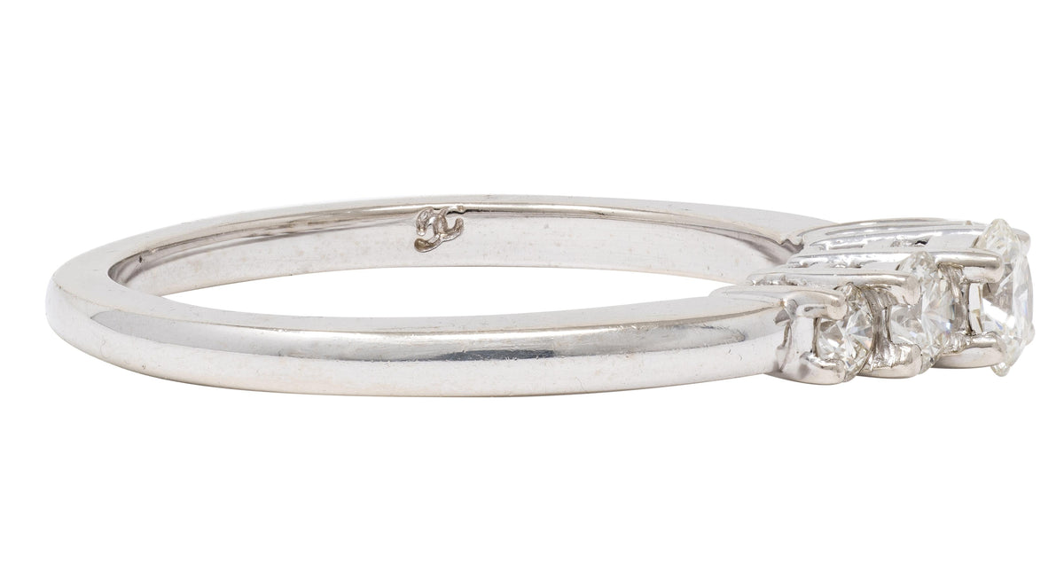 Contemporary Round Brilliant Diamond 14 Karat White Gold Five Stone Band Ring