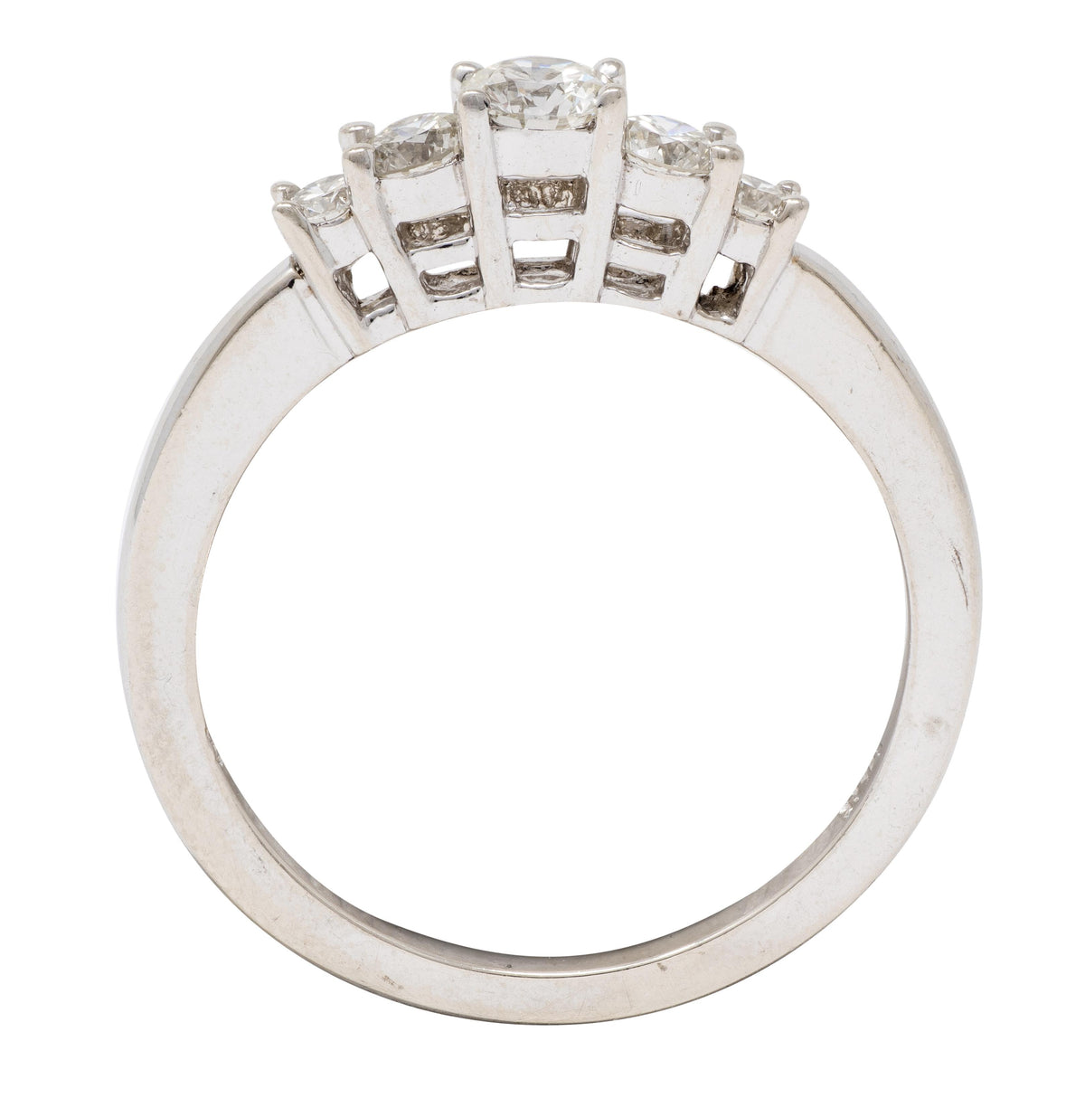 Contemporary Round Brilliant Diamond 14 Karat White Gold Five Stone Band Ring