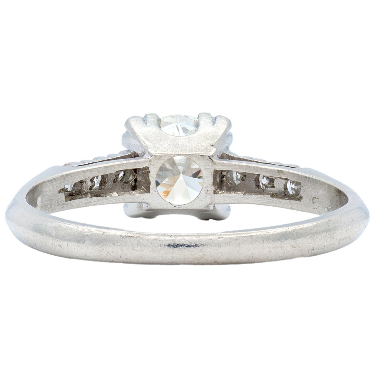 Mid-Century 0.80 CTW Diamond Platinum Vintage Fishtail Engagement Ring