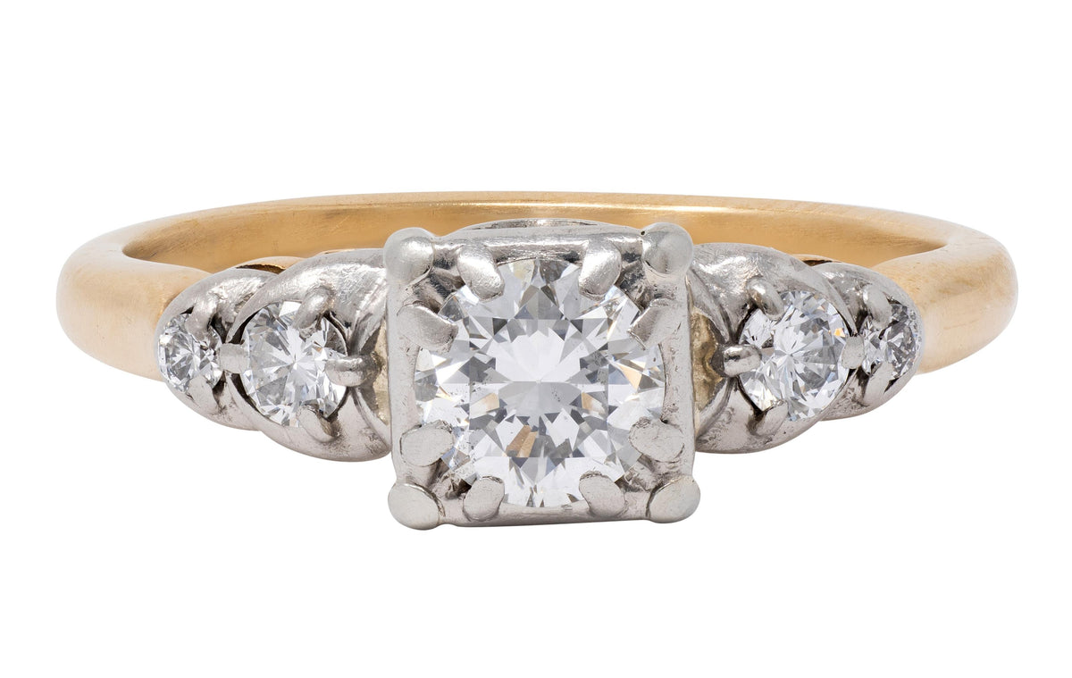 Jabel Retro Transitional Cut Diamond 14K Gold Vintage Stepped Engagement Ring