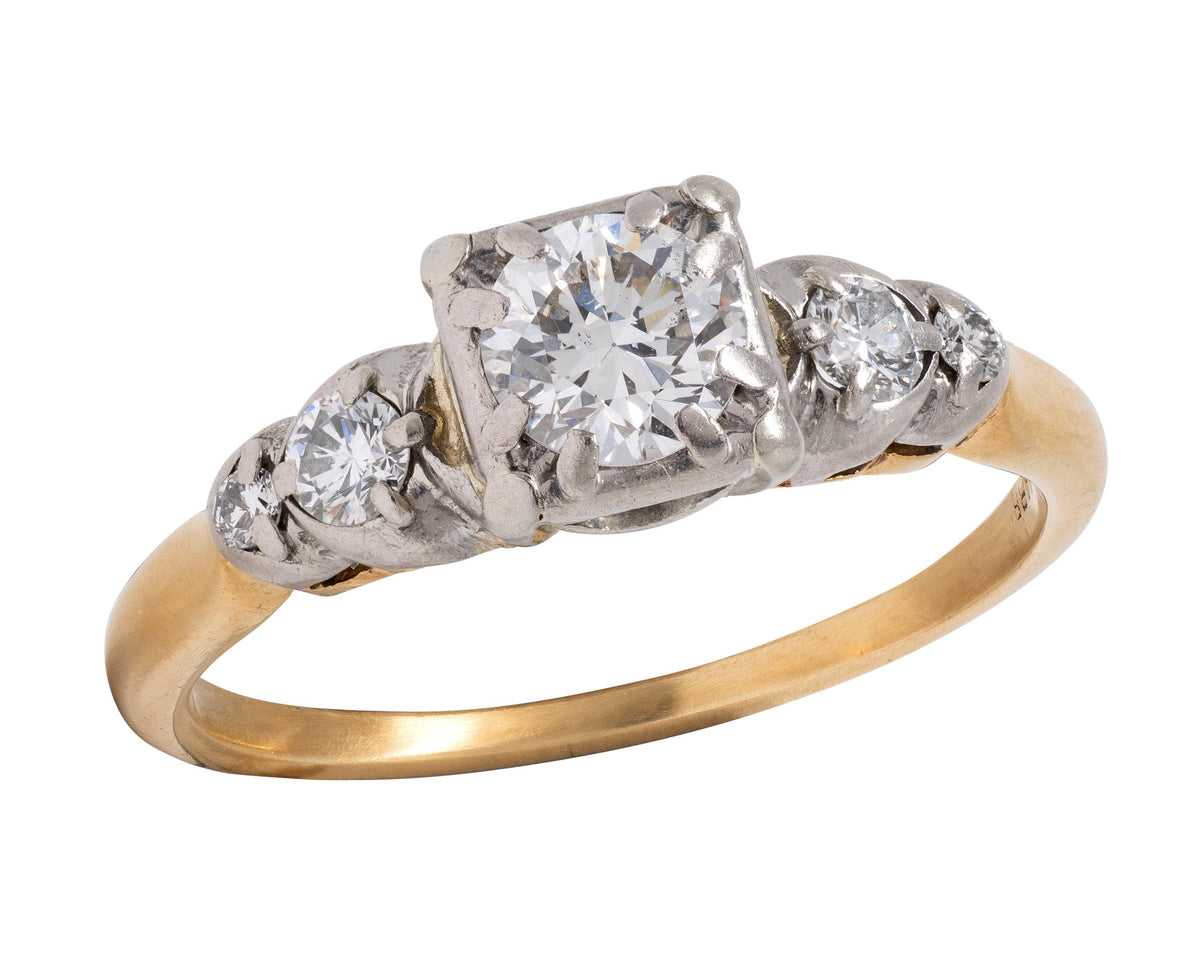Jabel Retro Transitional Cut Diamond 14K Gold Vintage Stepped Engagement Ring