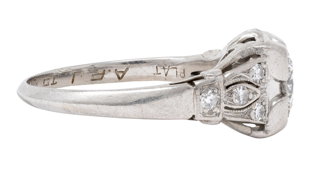 Bailey Banks & Biddle Art Deco 0.50 CTW Diamond Platinum Vintage Engagement Ring