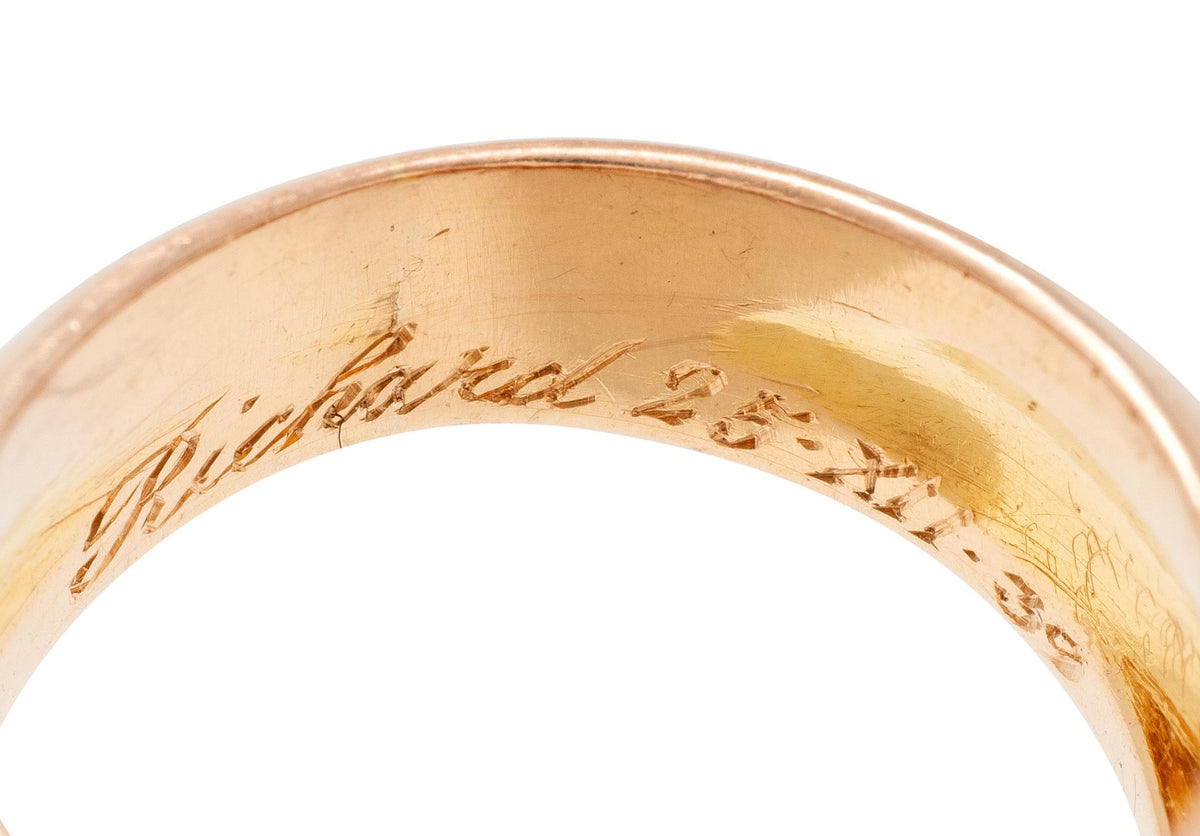 French 1939 Citrine Diamond 18 Karat Rose Gold Platinum Vintage Cocktail Ring