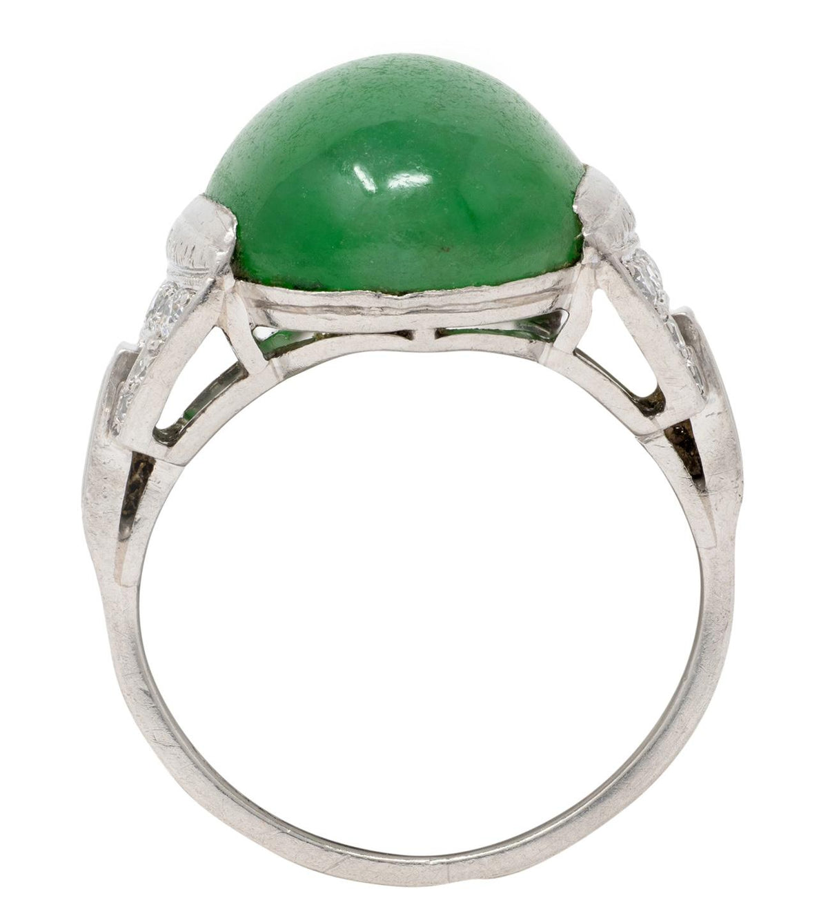 Art Deco Jade Diamond Platinum Vintage Buckle Dinner Ring