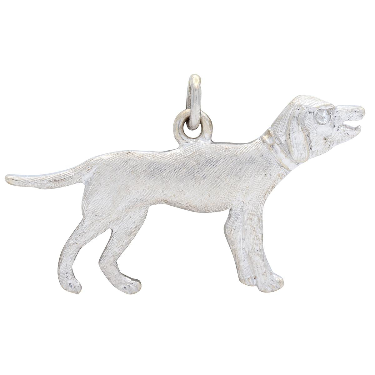 Art Deco Diamond 14 Karat White Gold Vintage Dog Charm