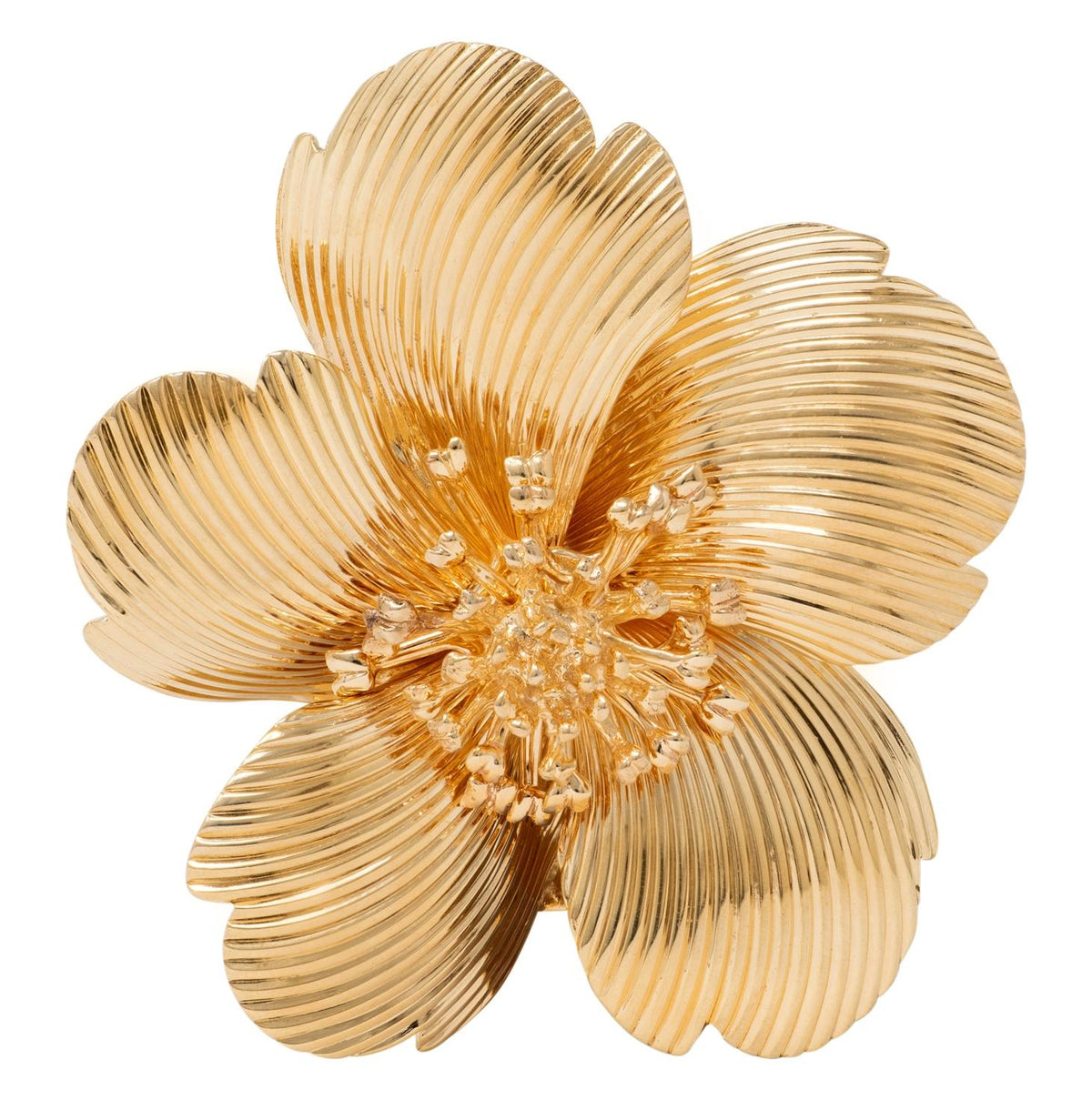 1960's 14 Karat Yellow Gold Vintage Anemone Flower Brooch