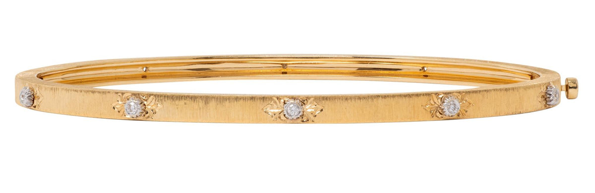 Buccellati Diamond 18 Karat Gold Contemporary Macri Classica Bangle Bracelet