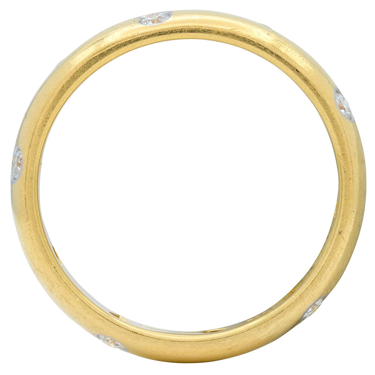 Tiffany & Co. 1990's Diamond 18K Yellow Gold Platinum Vintage Etoilé Band Ring