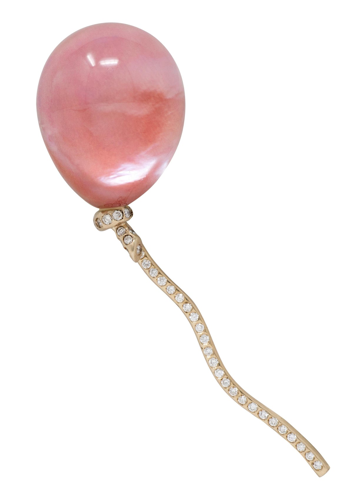 Vhenier Diamond Rock Crystal Quartz Coral 18K Gold Palloncino Balloon Brooch