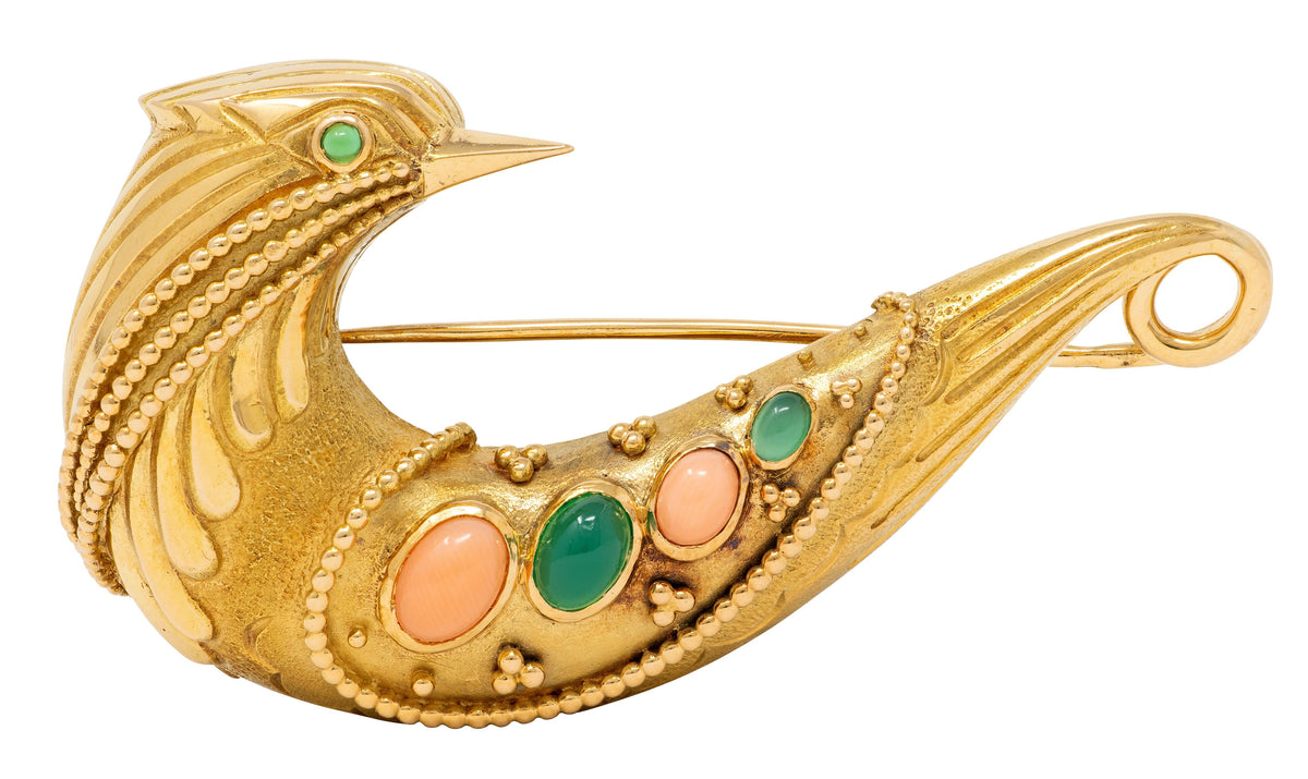 Van Cleef & Arpels Georges L'Enfant 1960 Multi-Gem 18K Gold Vintage Bird Brooch