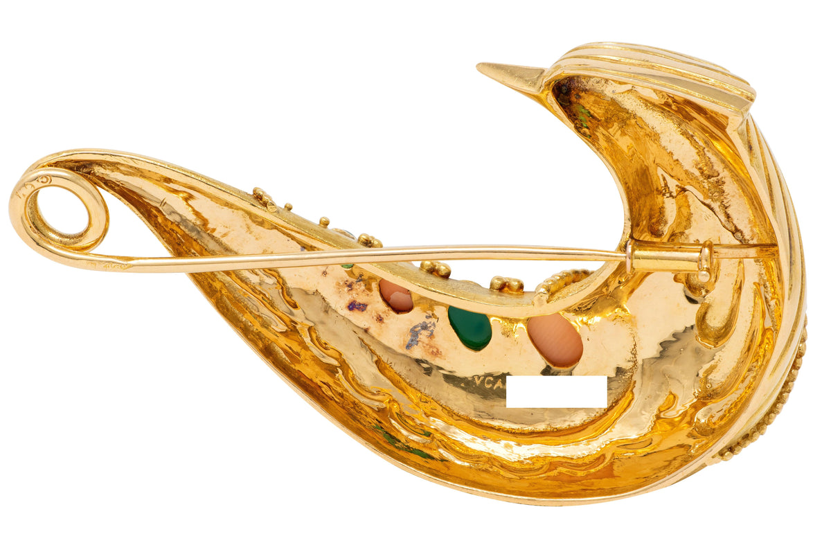 Van Cleef & Arpels Georges L'Enfant 1960 Multi-Gem 18K Gold Vintage Bird Brooch