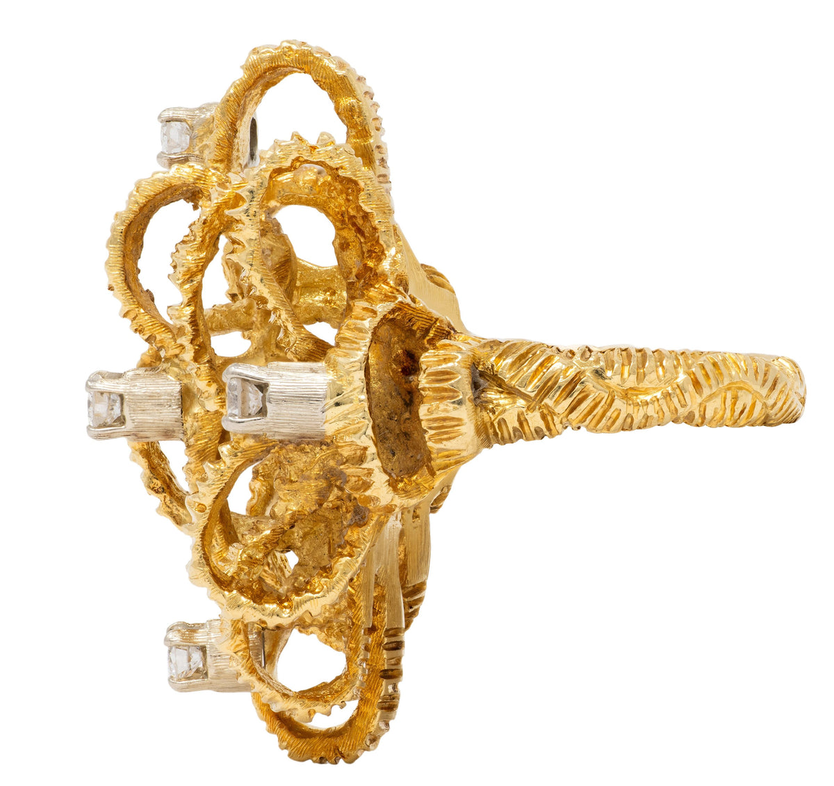 Buccellati 1960's Diamond 18 Karat Two-Tone Gold Vintage Ribbon Ring