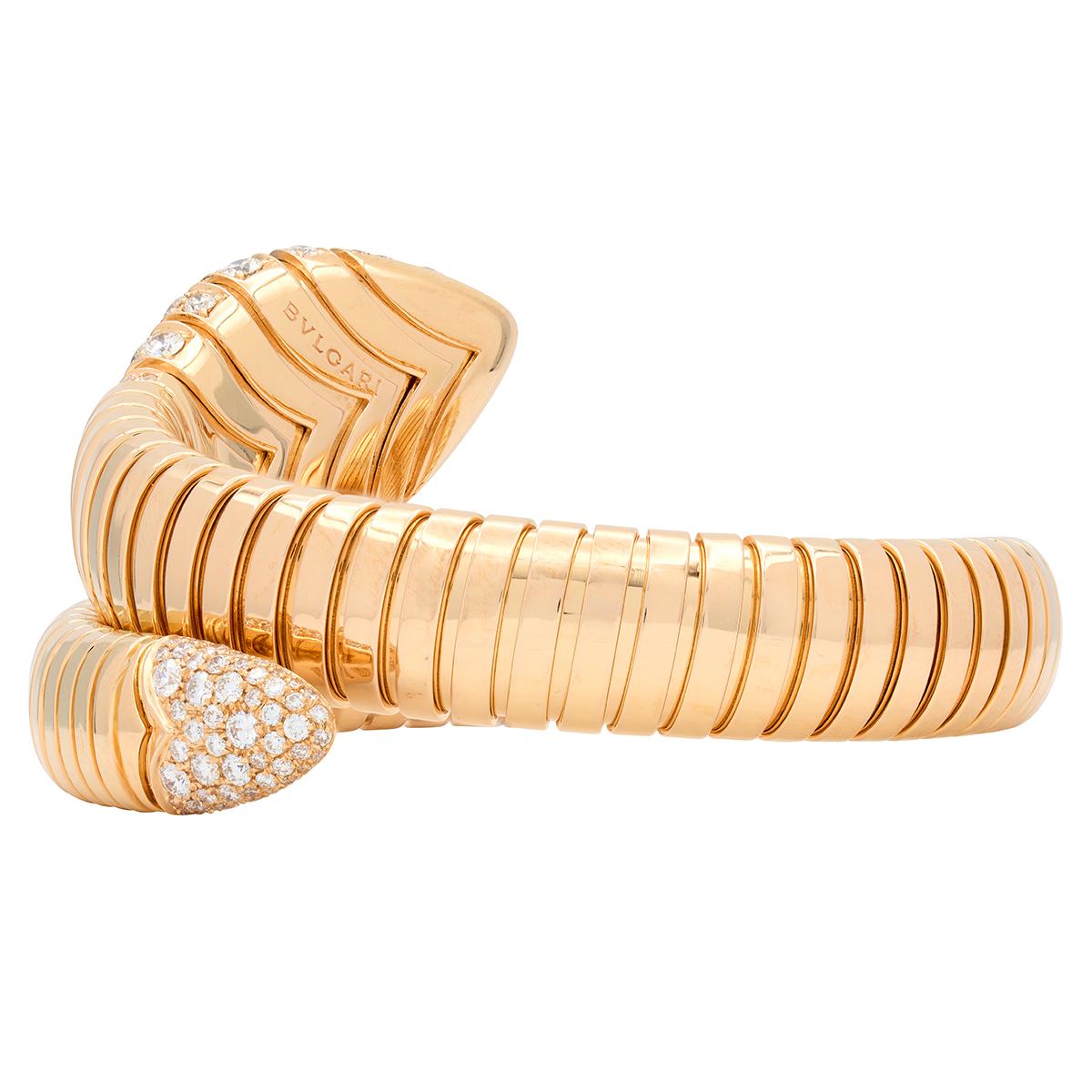 Bulgari Diamond 18 Karat Rose Gold Serpenti Tubogas Wrap Bracelet