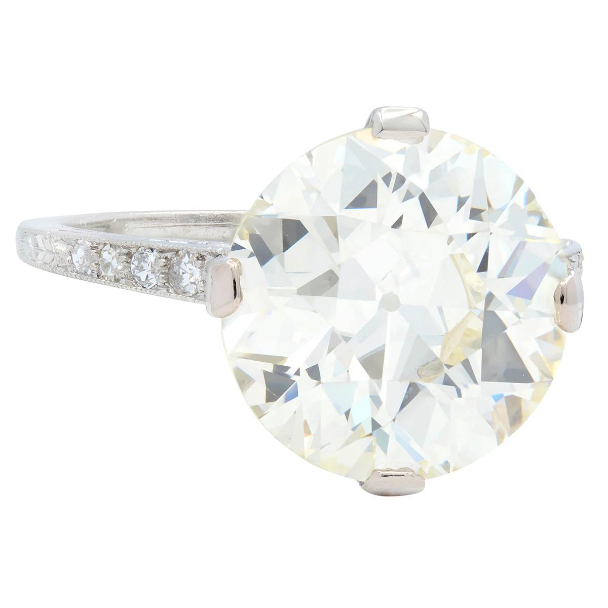 Art Deco Old European Diamond Platinum Scrolling Vintage Engagement Ring GIA