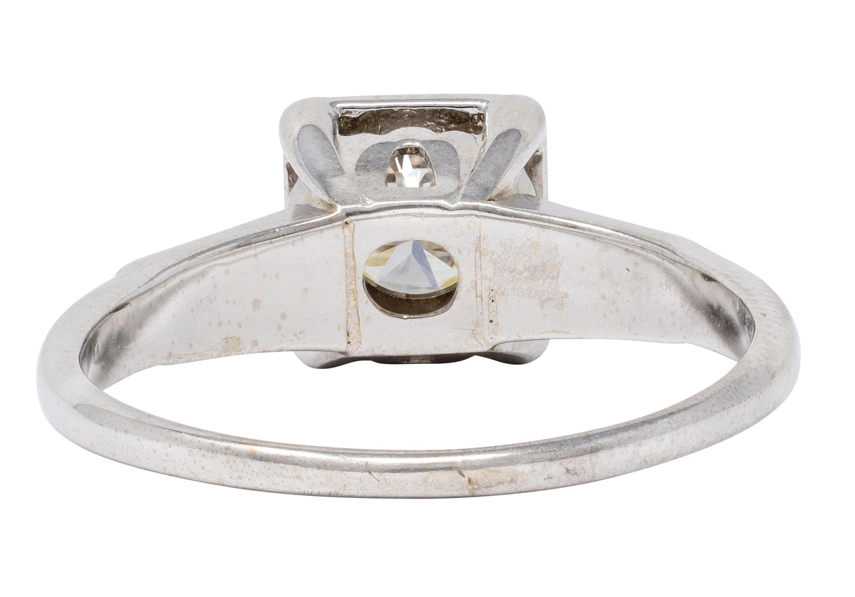 Mid-Century European Diamond 14K White Gold Vintage Solitaire Engagement Ring