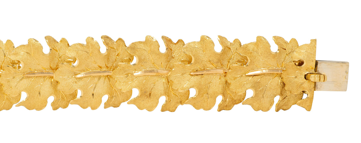 Buccellati 1970's 18 Karat Yellow Gold Vintage Maple Leaf Link Bracelet