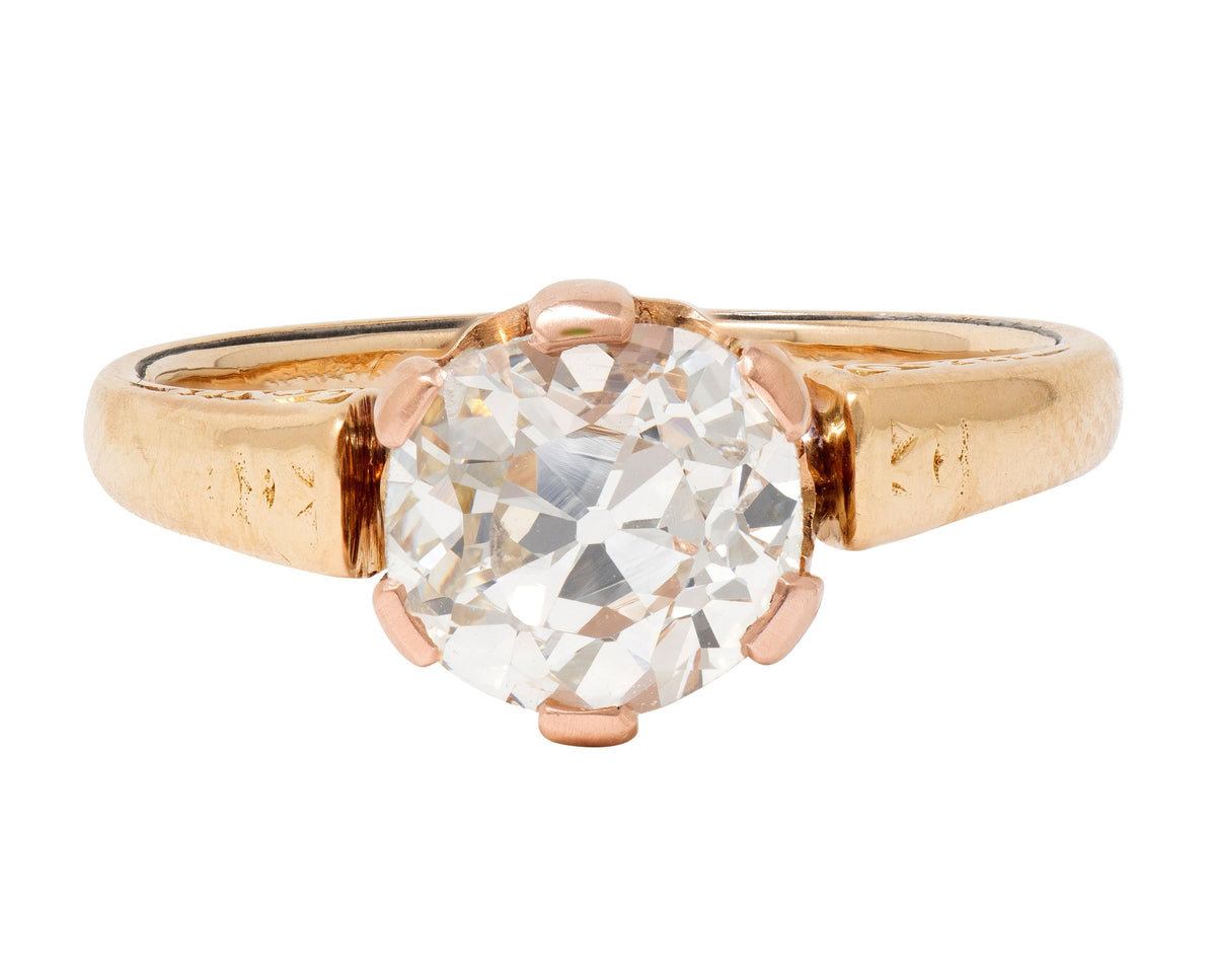 Victorian 0.80 CTW Old Mine Diamond 18K Gold Antique Solitaire Engagement Ring