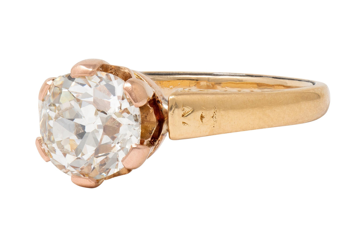 Victorian 0.80 CTW Old Mine Diamond 18K Gold Antique Solitaire Engagement Ring