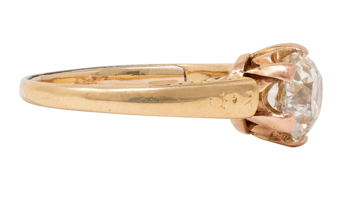 Victorian 0.80 CTW Old Mine Diamond 18K Gold Antique Solitaire Engagement Ring