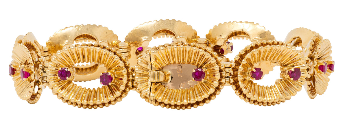 Van Cleef & Arpels French 1950's Ruby 18K Yellow Gold Vintage Link Bracelet