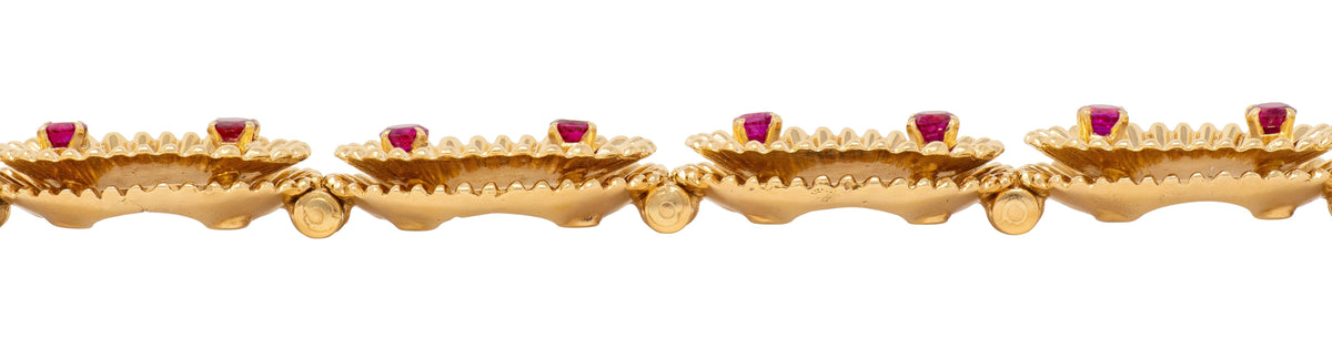 Van Cleef & Arpels French 1950's Ruby 18K Yellow Gold Vintage Link Bracelet