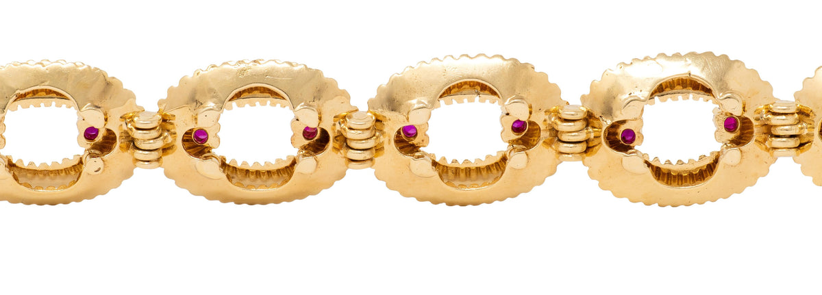 Van Cleef & Arpels French 1950's Ruby 18K Yellow Gold Vintage Link Bracelet