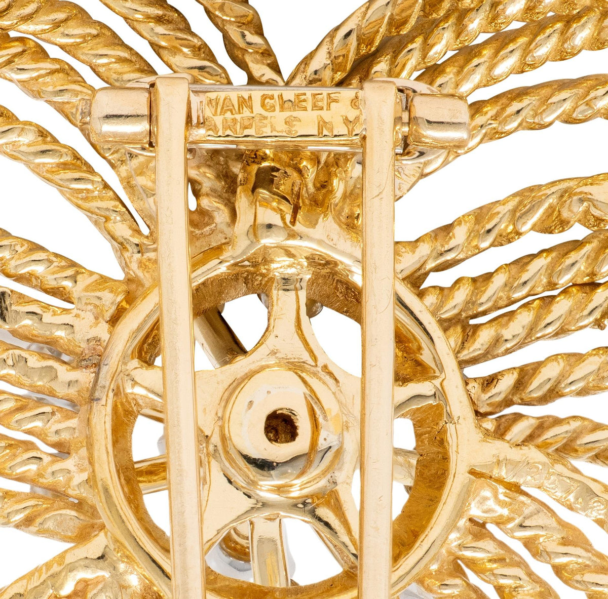 Van Cleef & Arpels 1960's Diamond 14 Karat Yellow Gold Platinum Vintage Brooch