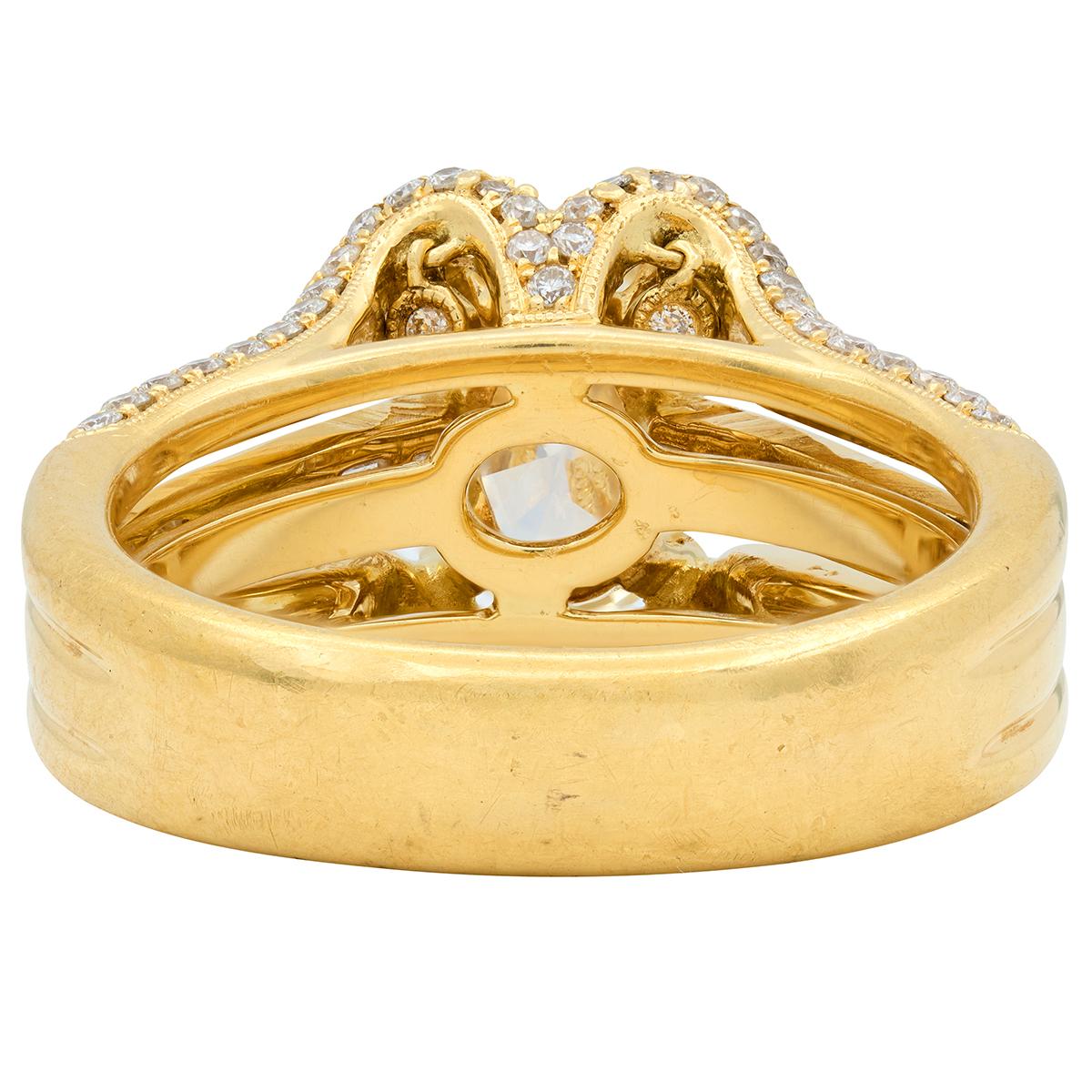 Contemporary 2.73 CTW Oval Cut Diamond 18K Yellow Gold Charm Engagement Ring GIA