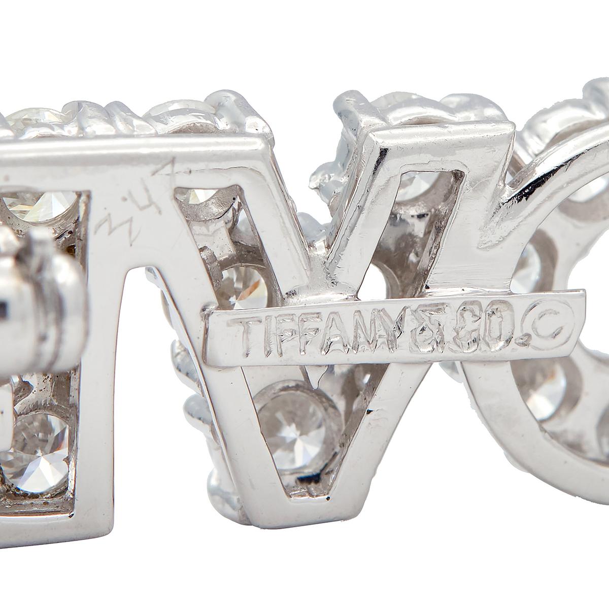 Tiffany & Co. 1970's 2.16 CTW Diamond Platinum Vintage Love Brooch