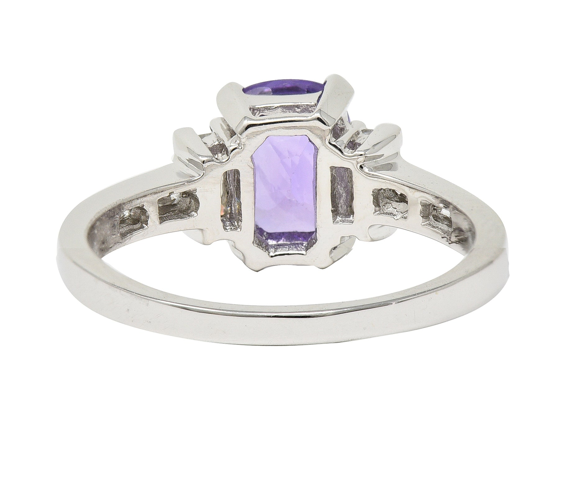 Contemporary 3.12 CTW Purple Sapphire Diamond 18 Karat White Gold Gemstone Ring GIA Wilson's Estate Jewelry