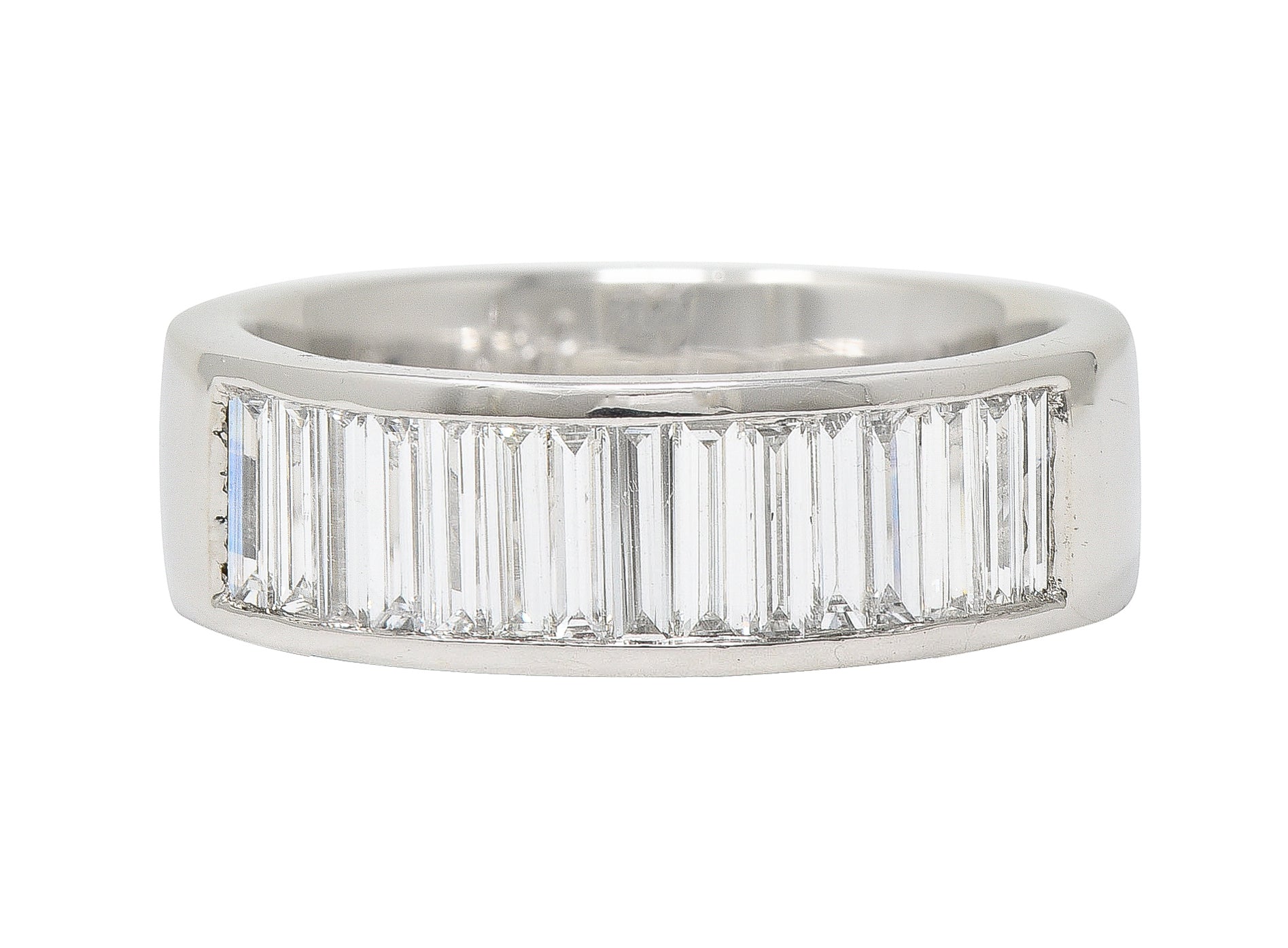 .11111 Contemporary 1.50 CTW Baguette Cut DiamondPlatinum Channel Band Ring Wilson's Estate Jewelry