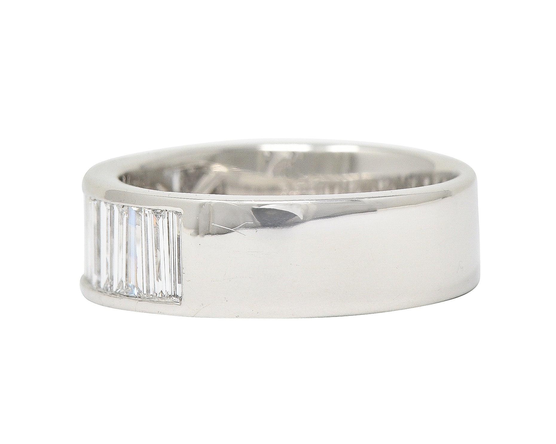 .11111 Contemporary 1.50 CTW Baguette Cut DiamondPlatinum Channel Band Ring Wilson's Estate Jewelry