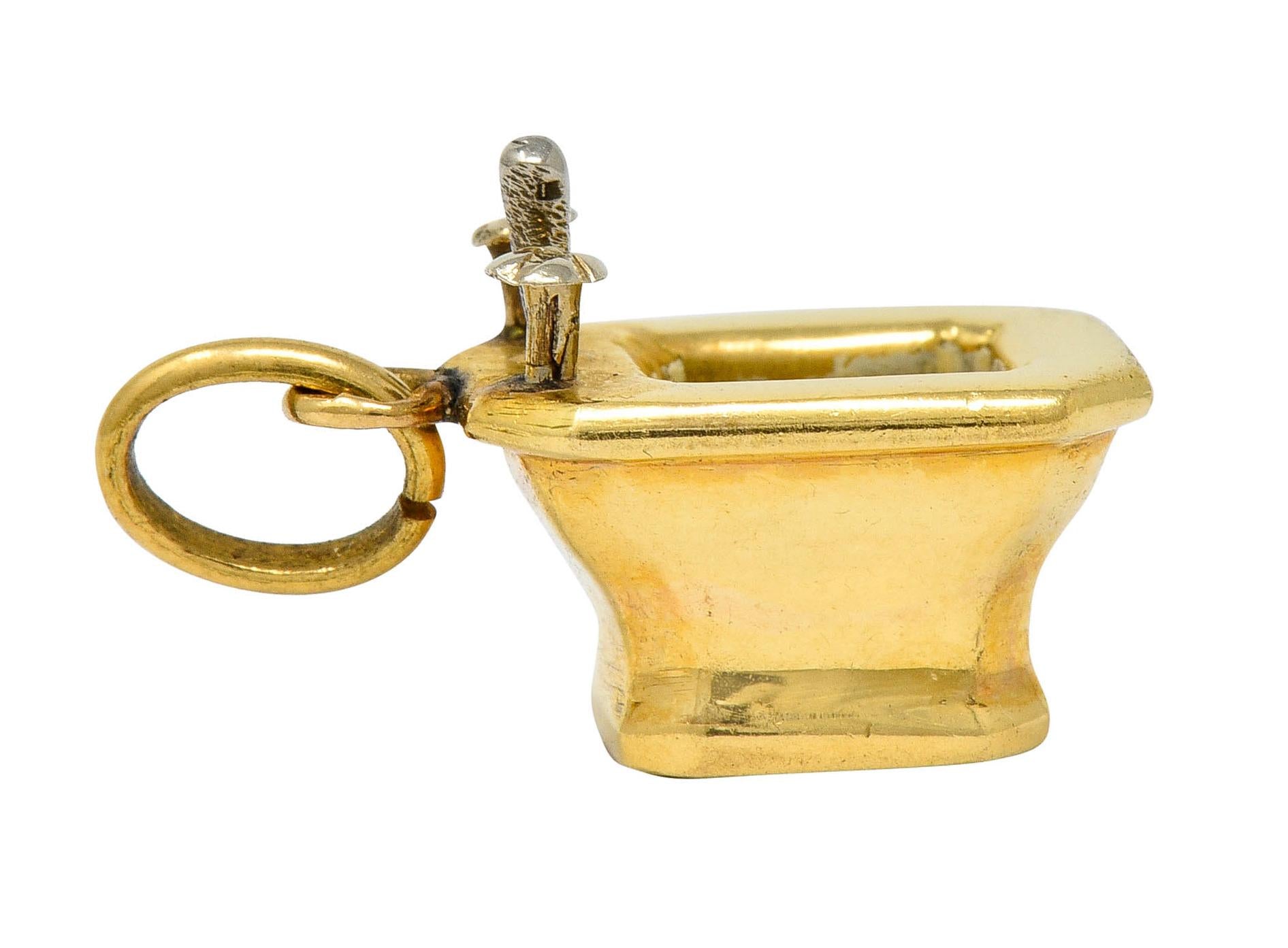 French Art Deco Enamel 18 Karat Gold Powder Room Bidet Charm