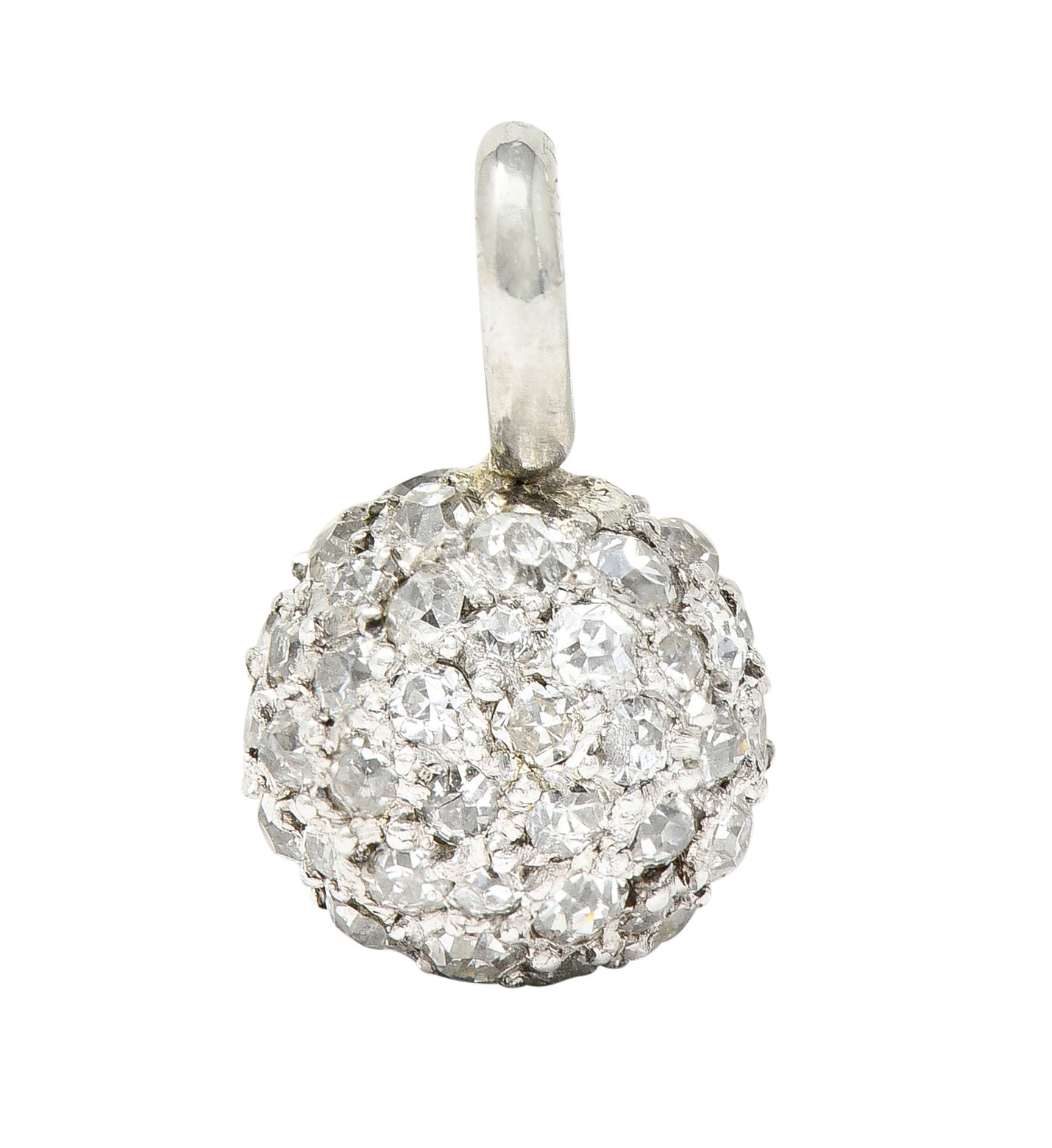 Cartier Edwardian 1.00 CTW Pavé Diamond Platinum Antique Ball Charm Wilson's Estate Jewelry