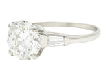 Mid-Century 3.15 CTW Diamond Platinum Vintage Engagement Ring GIA Wilson's Estate Jewelry