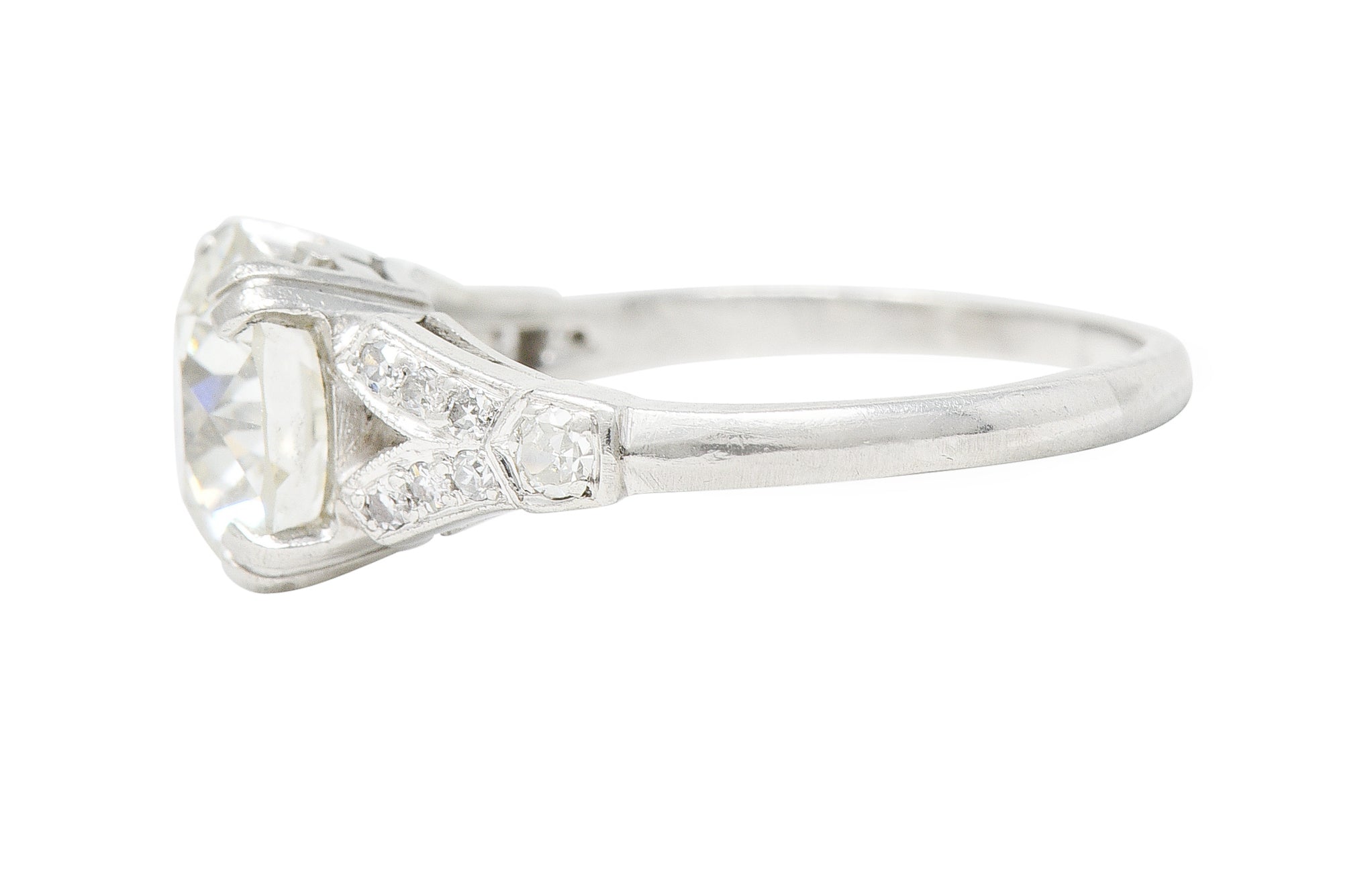 Art Deco 2.20 CTW Old European Cut Diamond Platinum Engagement Ring GIARing - Wilson's Estate Jewelry