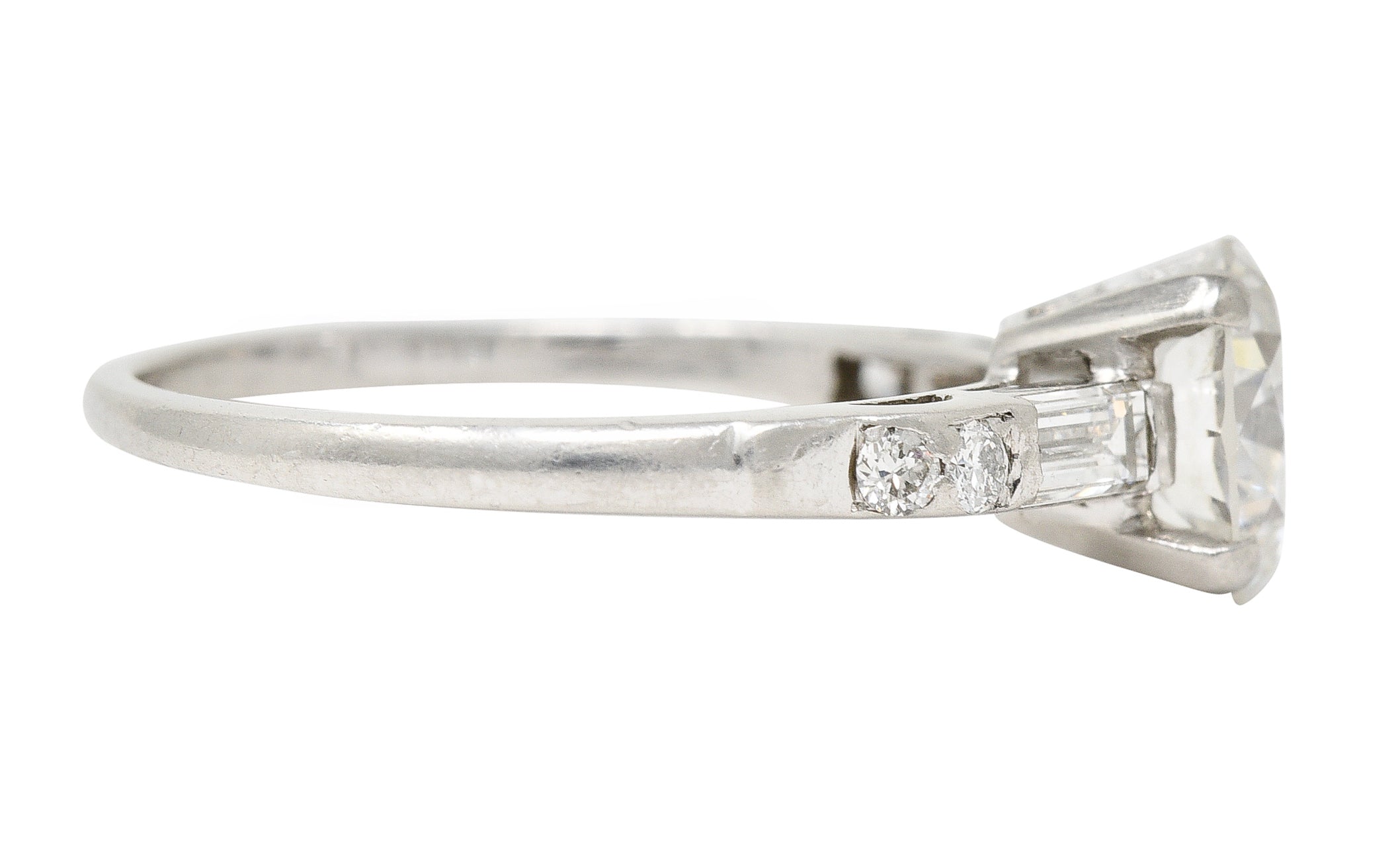 Mid-Century 1.16 CTW Transitional Cut Diamond Platinum Arch Vintage Engagement Ring Wilson's Estate Jewelry