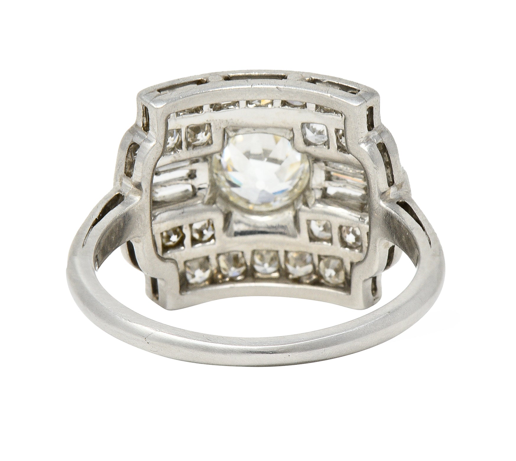 Maurice Tishman Art Deco 1.66 CTW Old European Cut Diamond Platinum Cluster Vintage Dinner Ring Wilson's Estate Jewelry