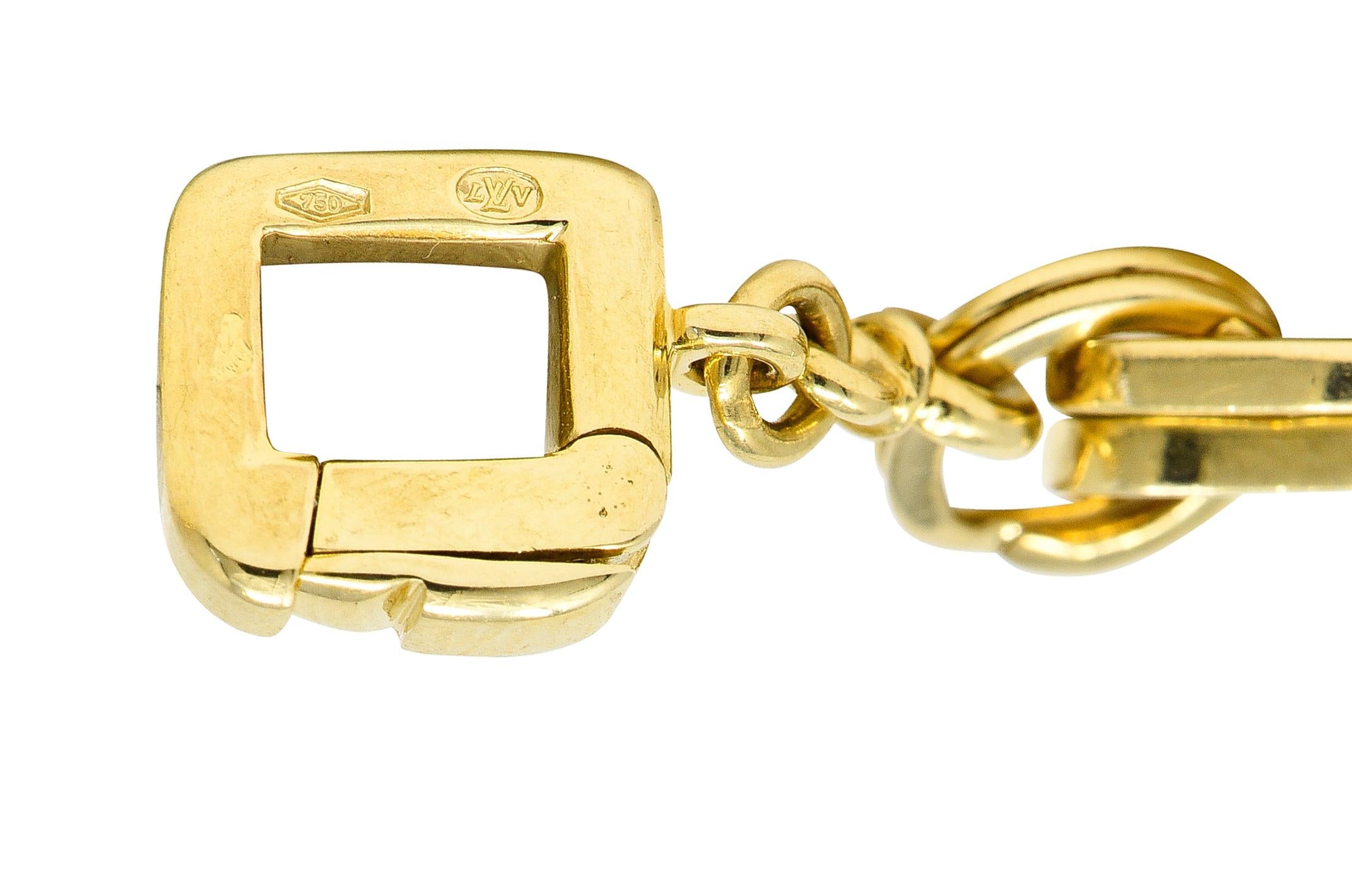 Louis Vuitton Paris 2000's 18 Karat Yellow Gold Square Lock & Key Vintage Charm