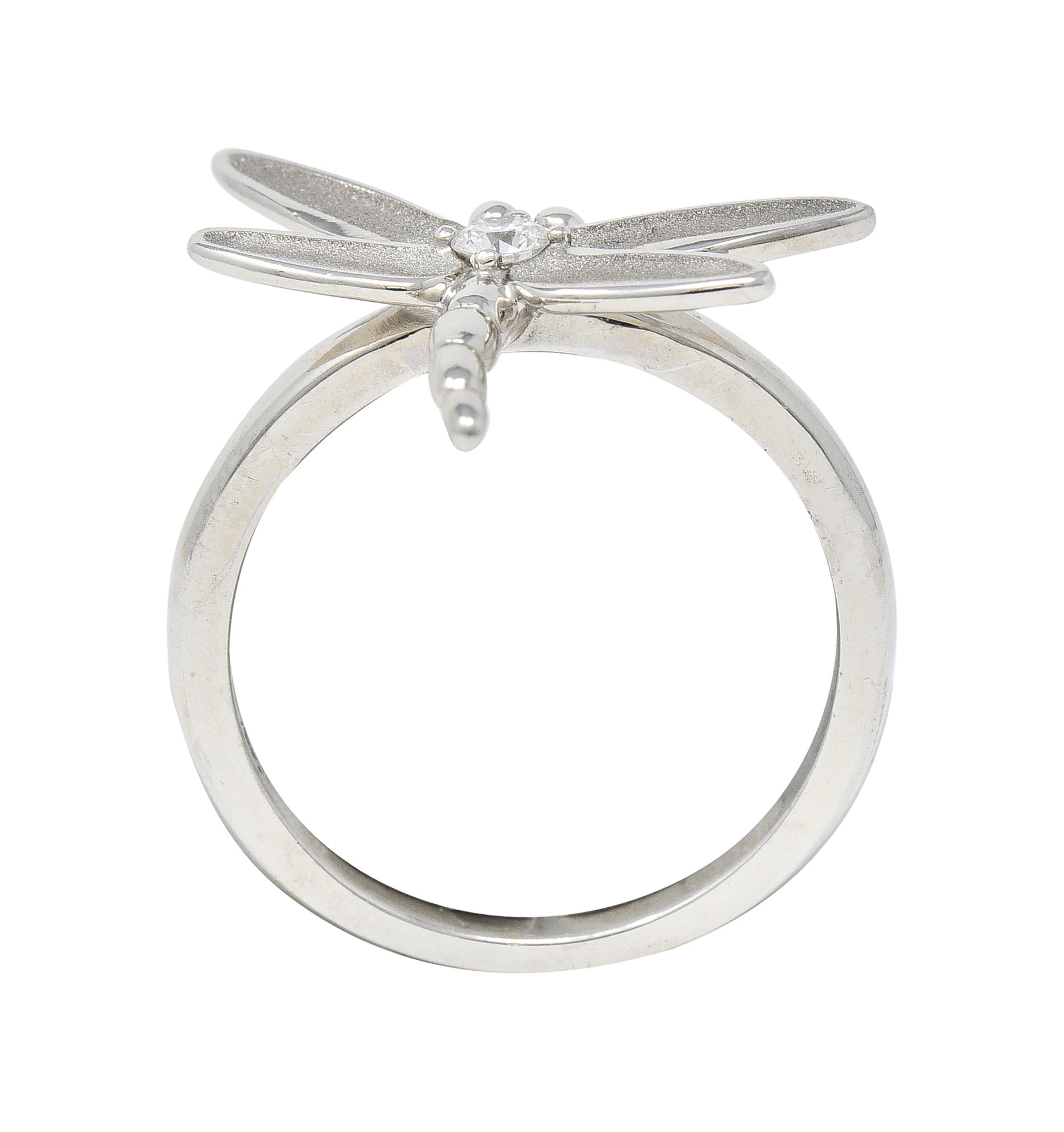 Tiffany & Co. 2000's Diamond White Gold Dragonfly Ring Wilson's Estate Jewelry