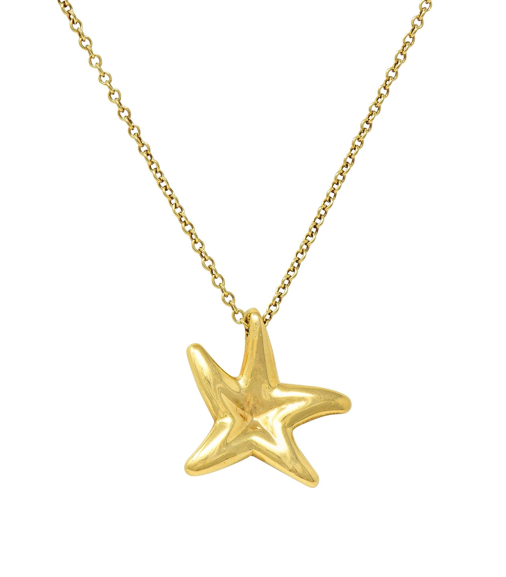 Elsa Peretti Tiffany & Co 1990's 18 Karat Gold Vintage Starfish Pendant Necklace