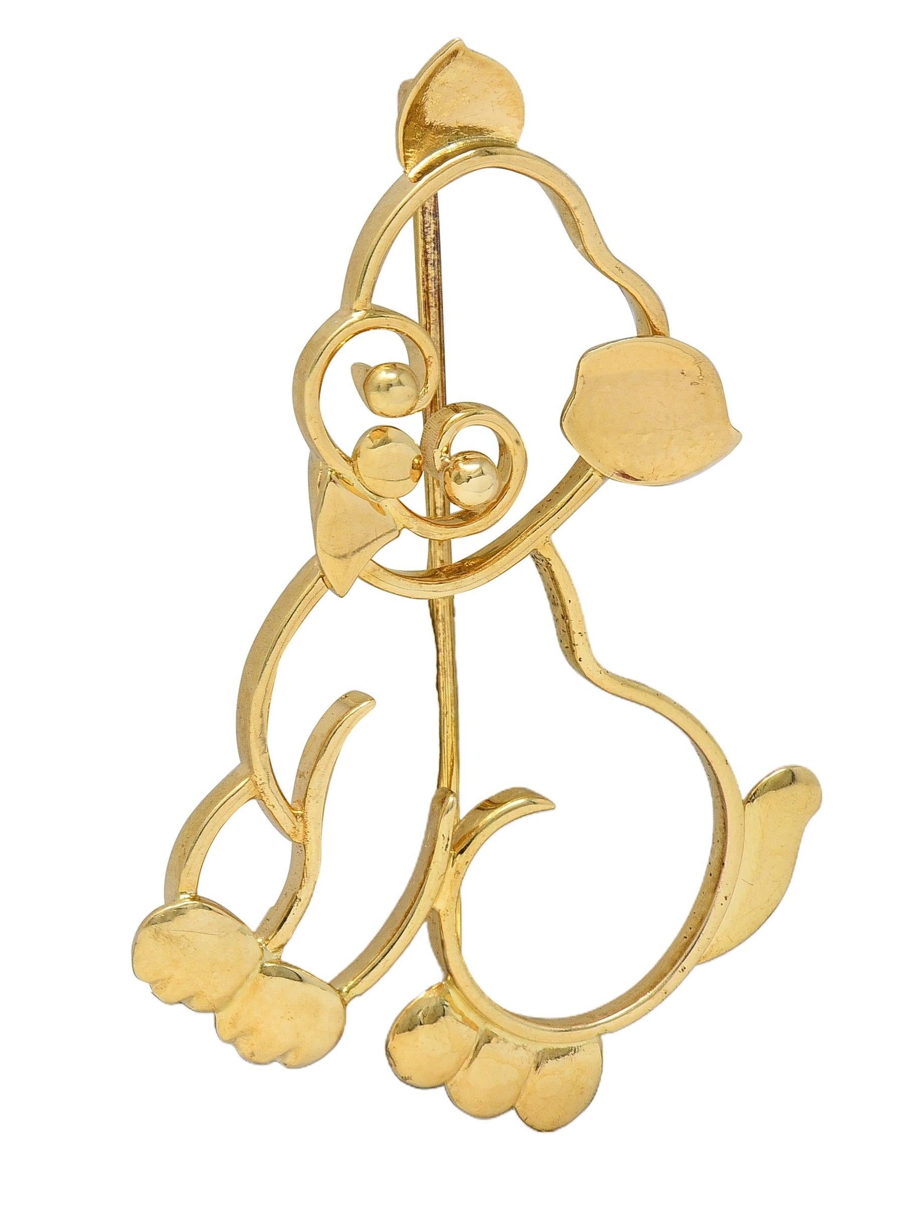 Tiffany & Co. Retro 14 Karat Yellow Gold Vintage Whimsical Dog Brooch