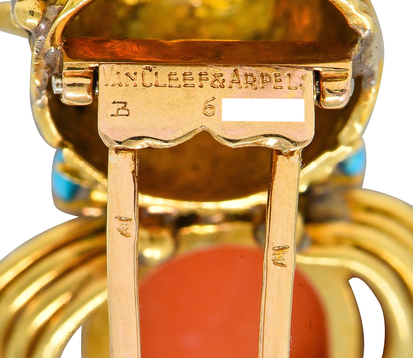 Van Cleef & Arpels French 1960's Diamond Multi-Gem Platinum 18K Gold Bird Brooch