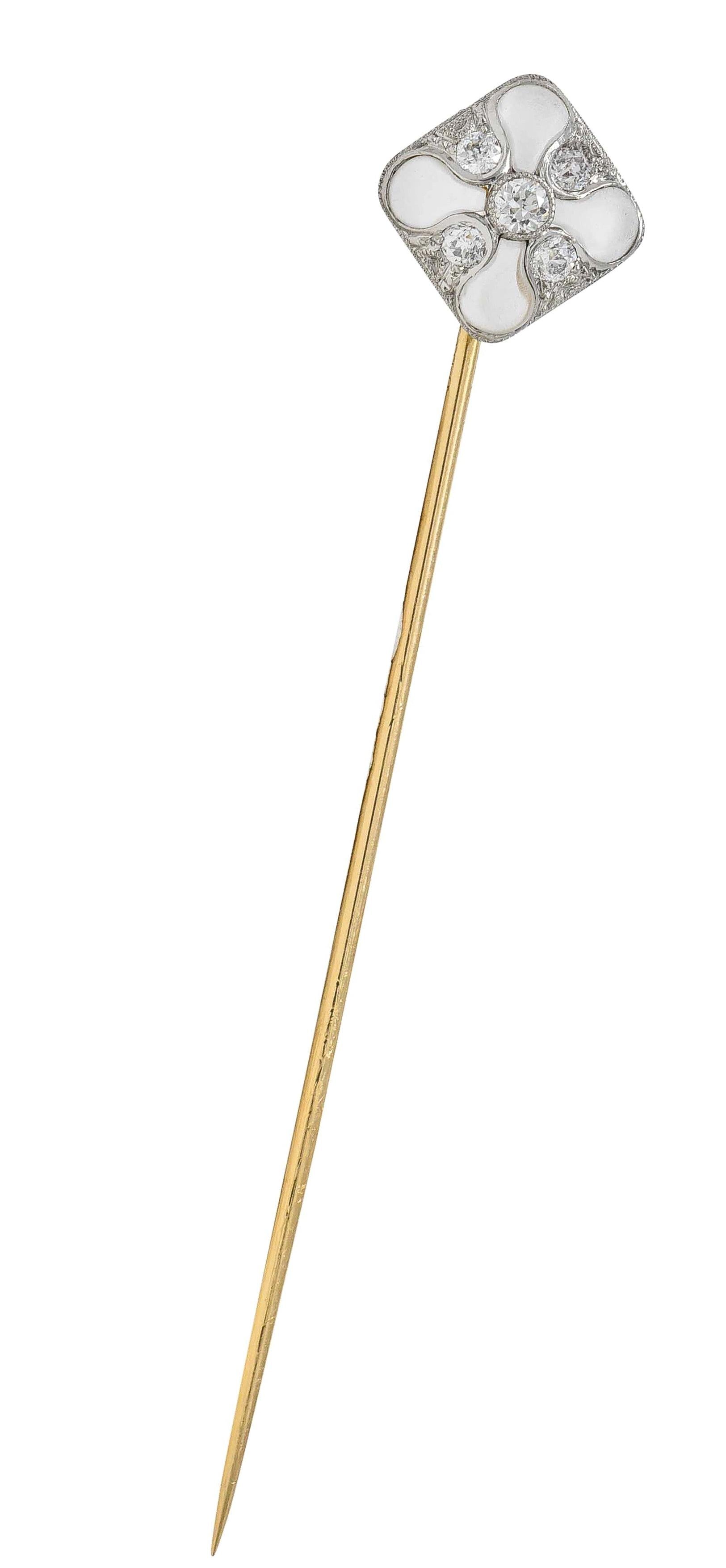Bailey Banks & Biddle Art Deco Diamond Quartz Platinum 14K Gold Antique Stickpin