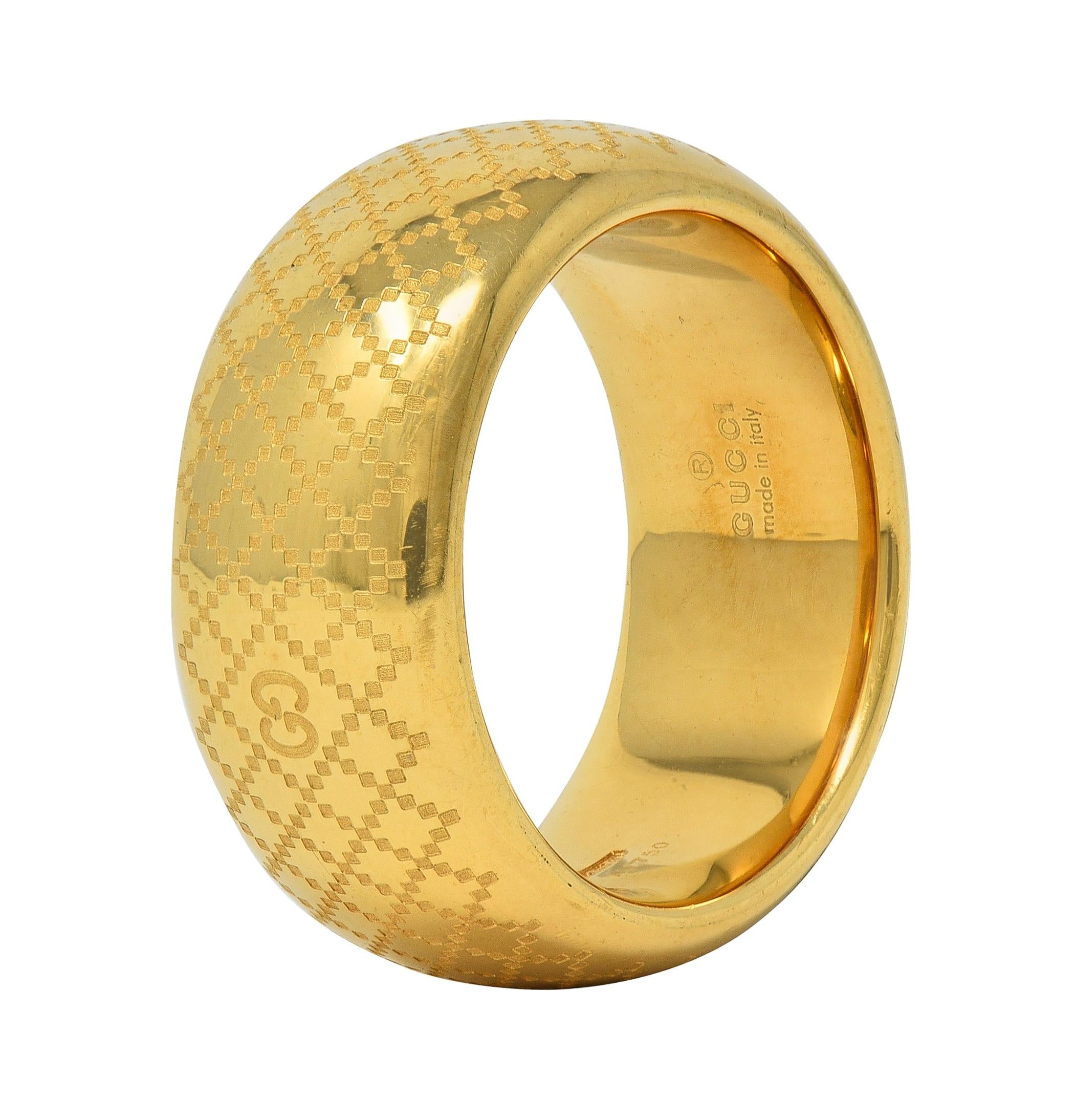 Gucci Contemporary 18 Karat Yellow Gold Diamantissima Wide Band Ring