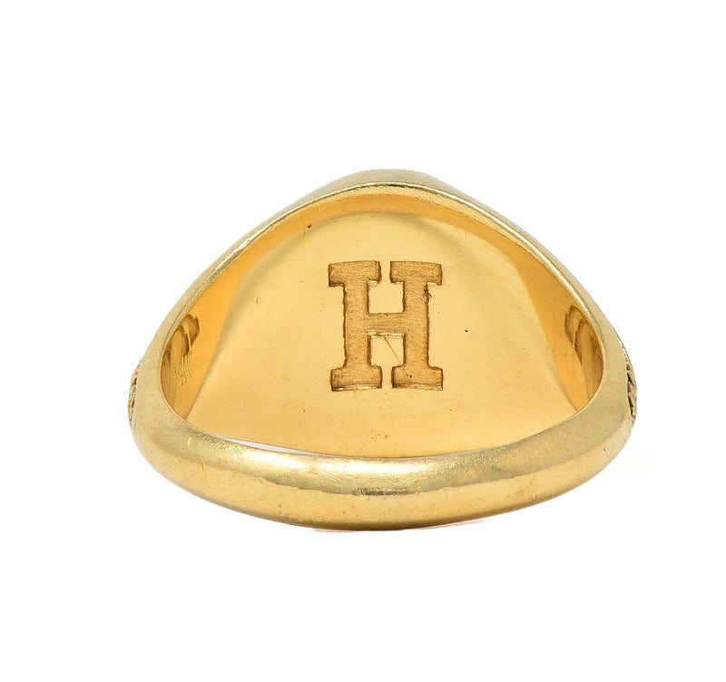1979 14 Karat Yellow Gold Vintage Harvard Signet Class Unisex Ring